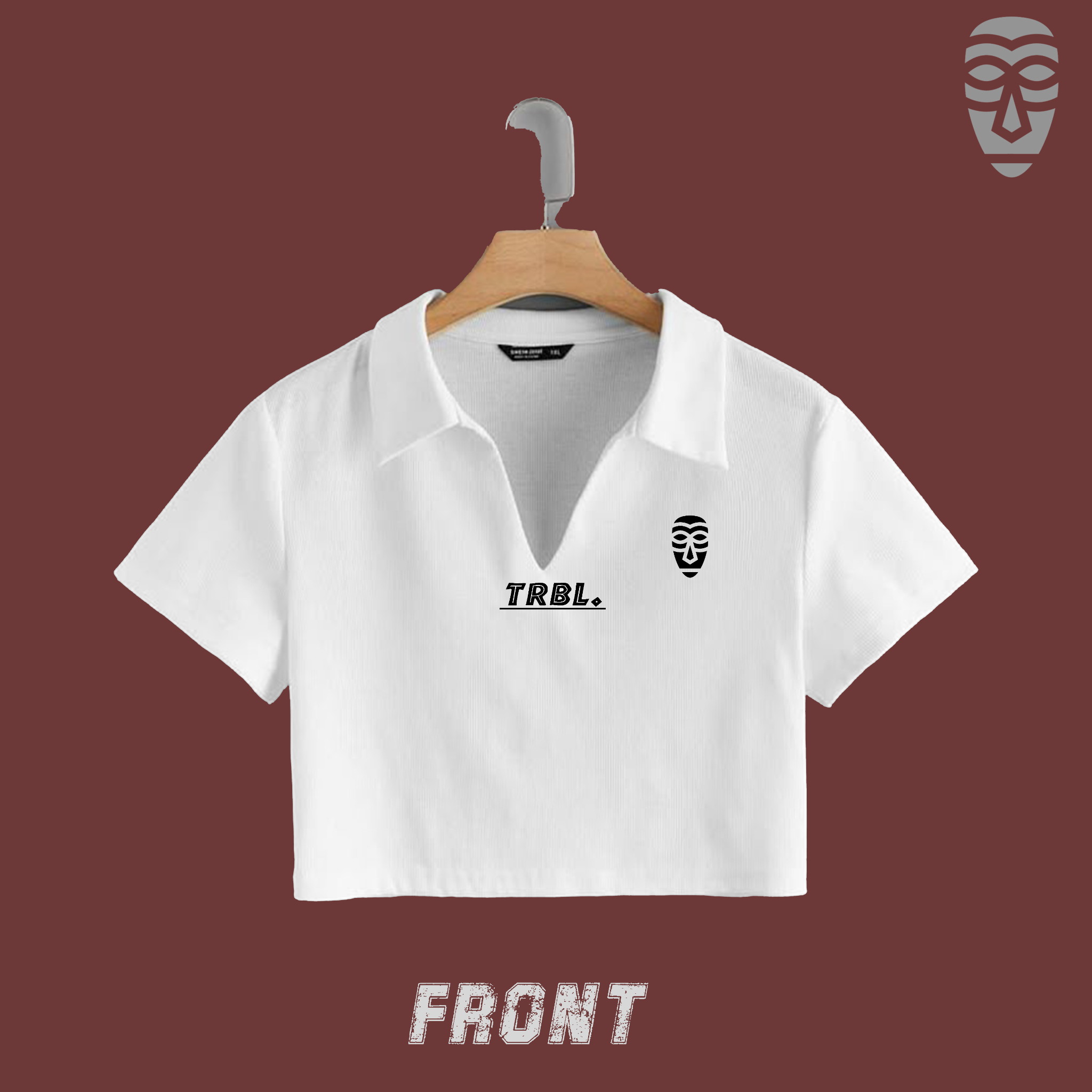 Front of the White / Black TRBL Origin Crop