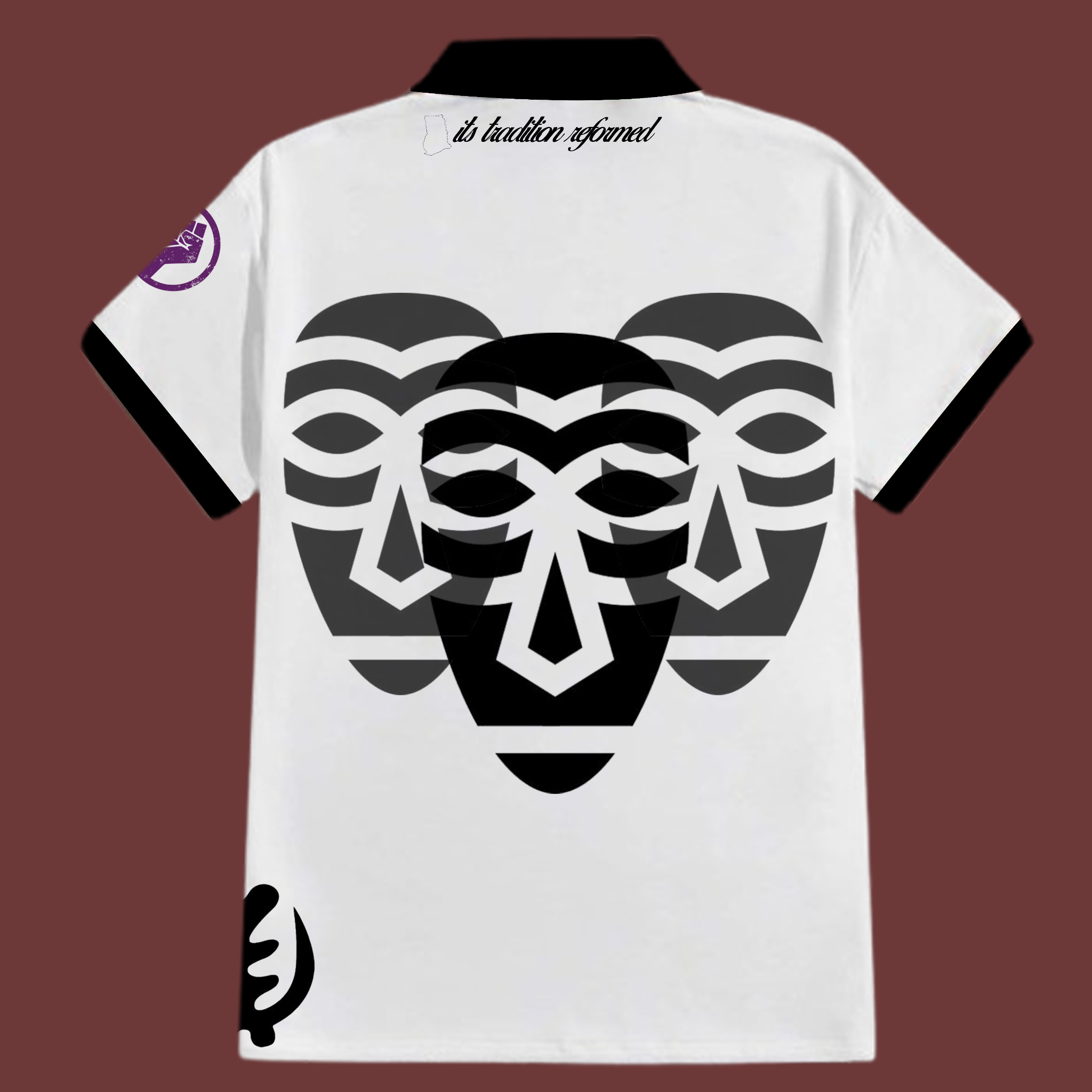 Back of the White / Black TRBL Society Polo